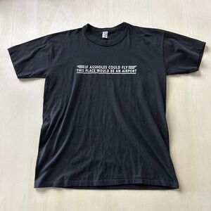 Vintage 80s Tee Swing Shirt Mens XL Black If A Holes Could Fly Single Stitch Tee